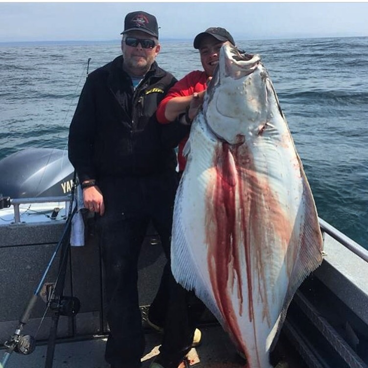 Big 120lb halibut fell for the 18oz Glow LingKiller which is also a great Halibut Jig