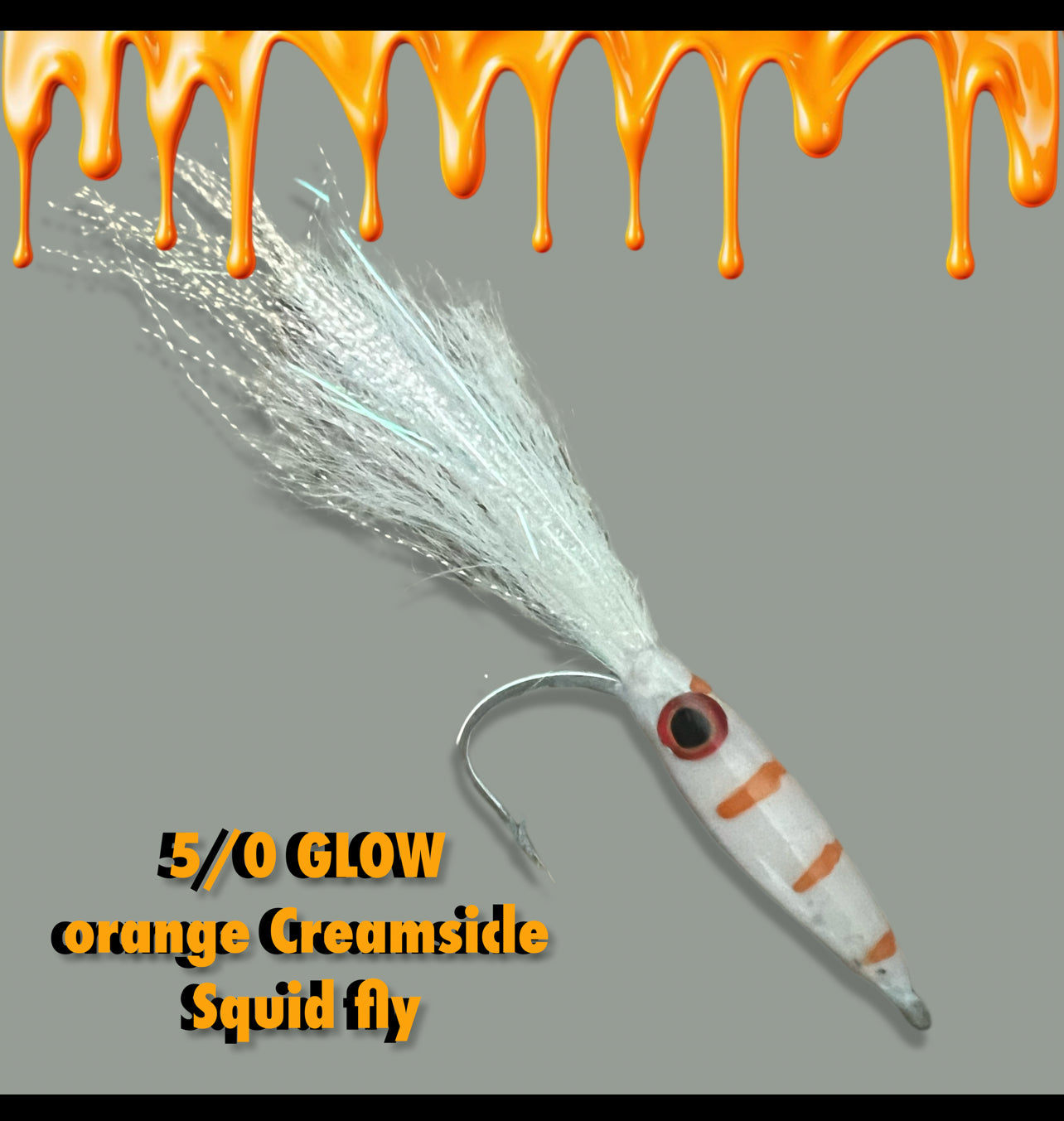 5/0 Glow in the Dark Orange Creamsicle Squid Fly