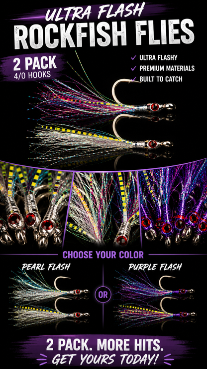 2 pack ultra Flash rockfish flies